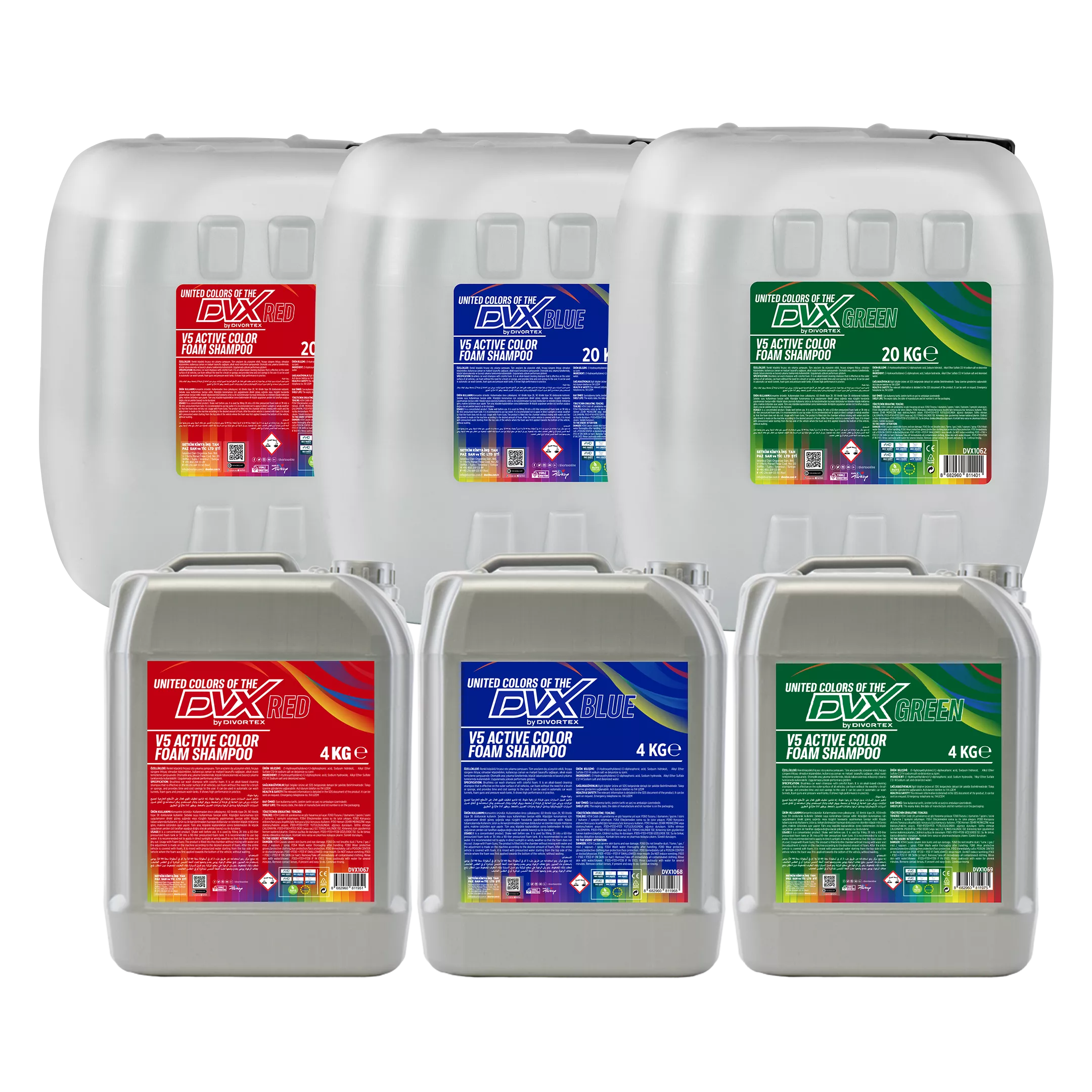 Divortex V5 Aktif Renkli Köpüklü Fırçasız Oto Yıkama Şampuanları